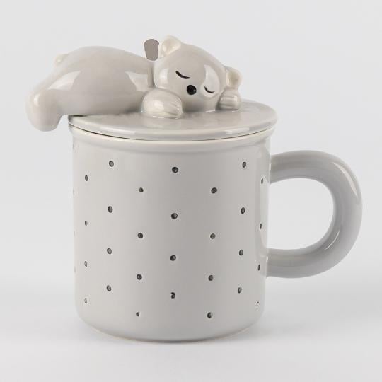 Кружка керамическая Сон мишки с ложкой 400 мл (90706)