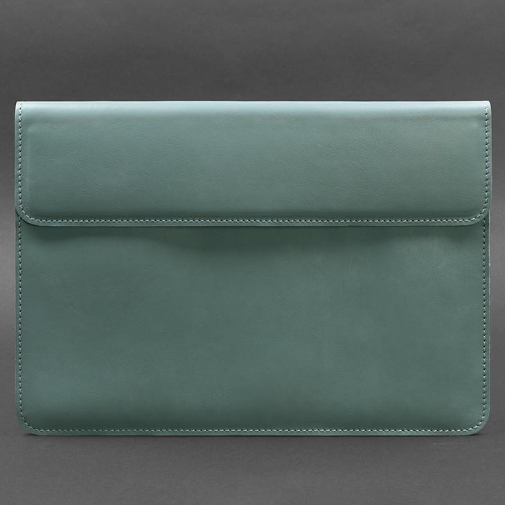 Чехол кожаный-конверт на магнитах для MacBook 15" Бирюзовый (A-027603) - фото 2