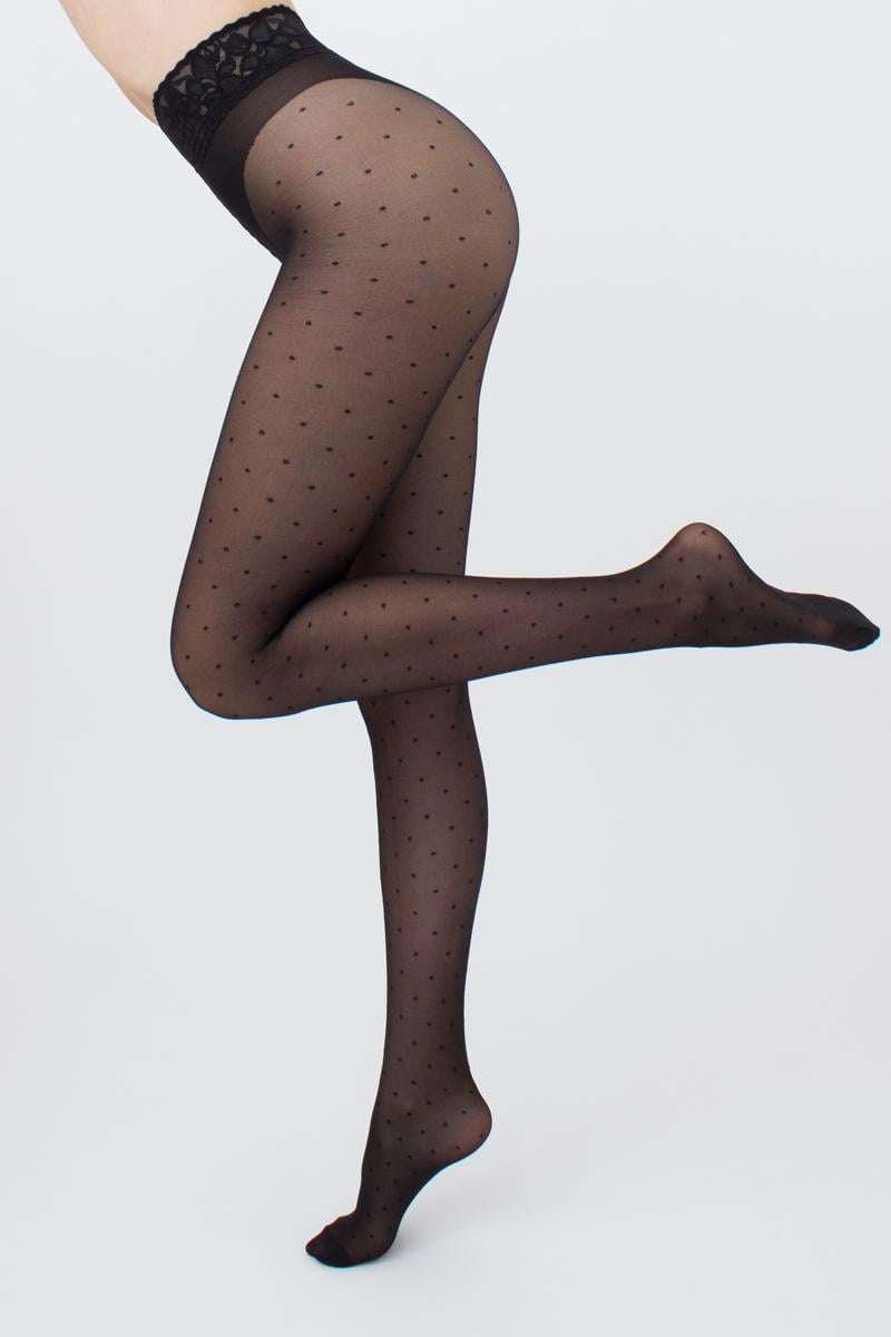 Колготки с кружевным поясом в мелкий горошек Giulia AMALIA IMPRESSO 40 (1) 4 Black/nero (30996732)
