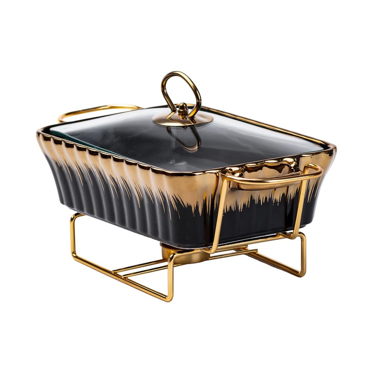 Марміт прямокутний керамічний з підігрівом 1 л Чорний (4700)