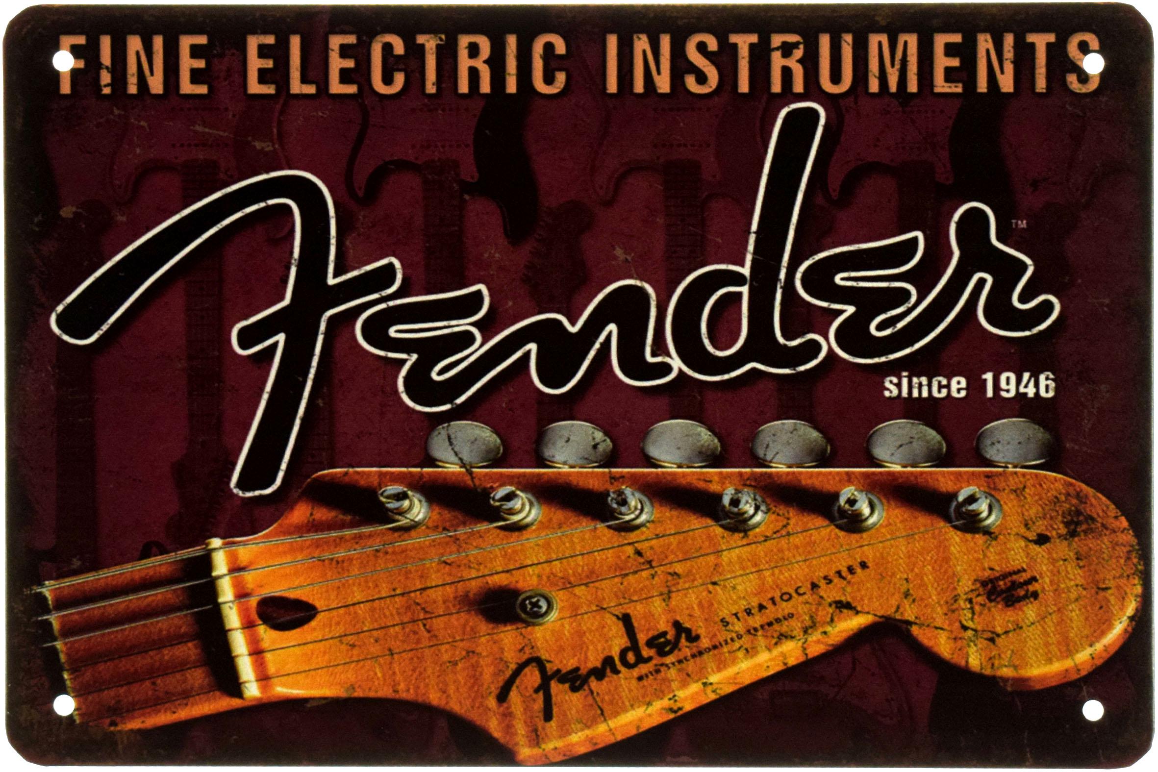 Табличка металлическая Fender Fine Electric Instruments 20x30 см Табличка металлическая Fender Fine Electric Instruments 20x30 см