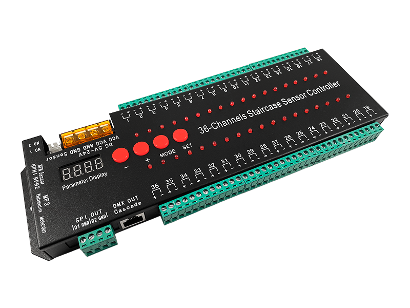 Контроллер светодиодной подсветки лестницы 25А 5-24V 36 каналов (8028)