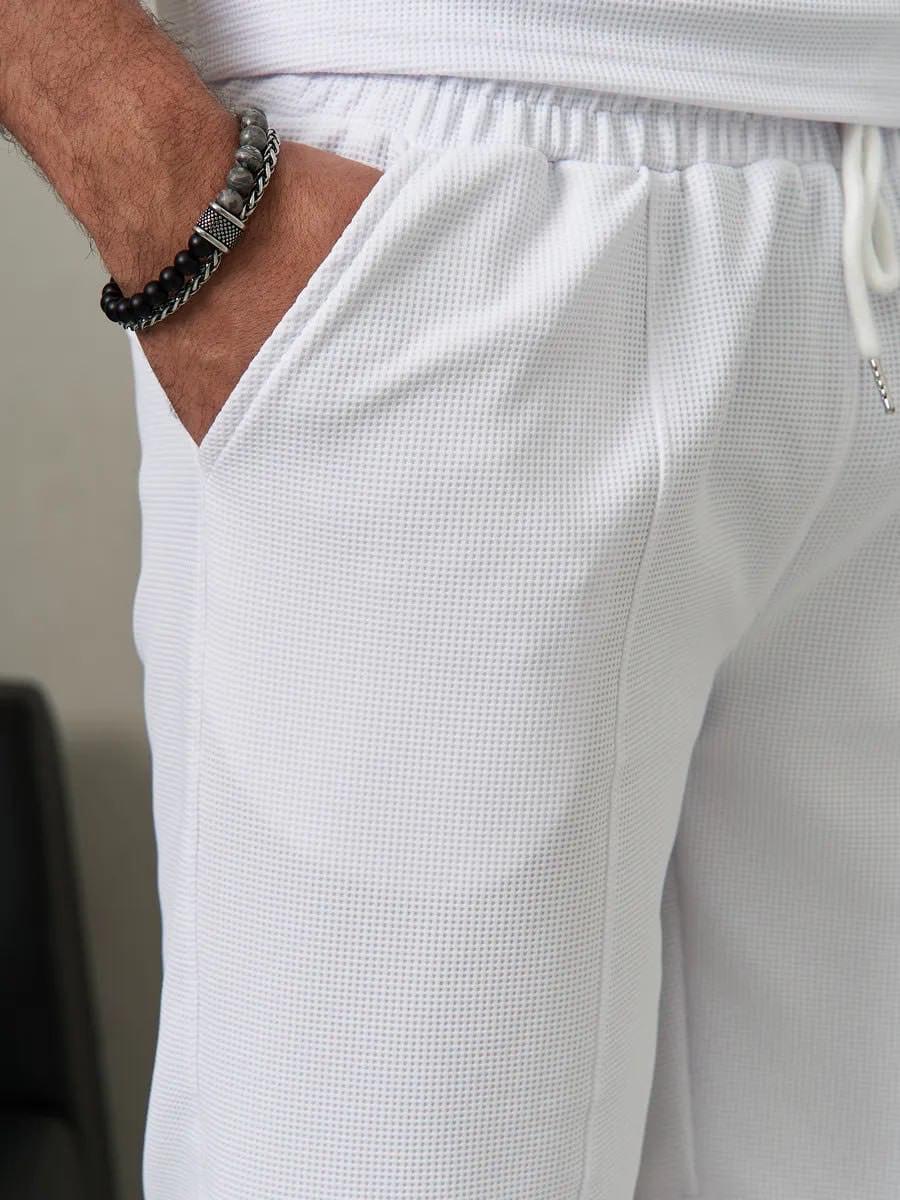 Комплект футболки и шорты из вафельного полотна L Белый (2657779841) - фото 4