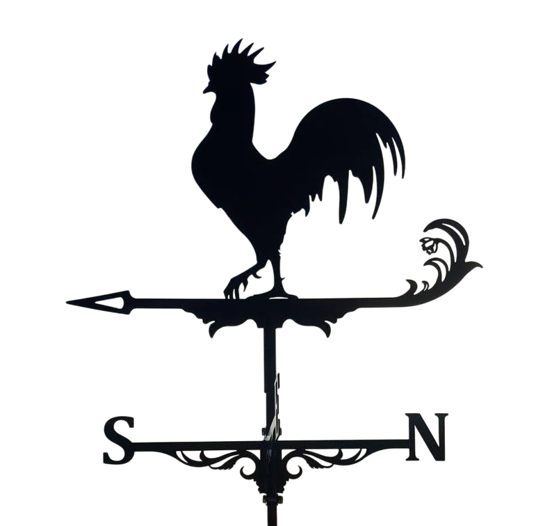 Флюгер большой на крышу Петух 1 силуэт на высокий дом 145x95 см (1192407)