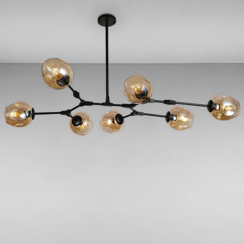 Люстра подвесная Light House LS-15226-7 BK+BR молекула на семь ламп Черный/Коричневый