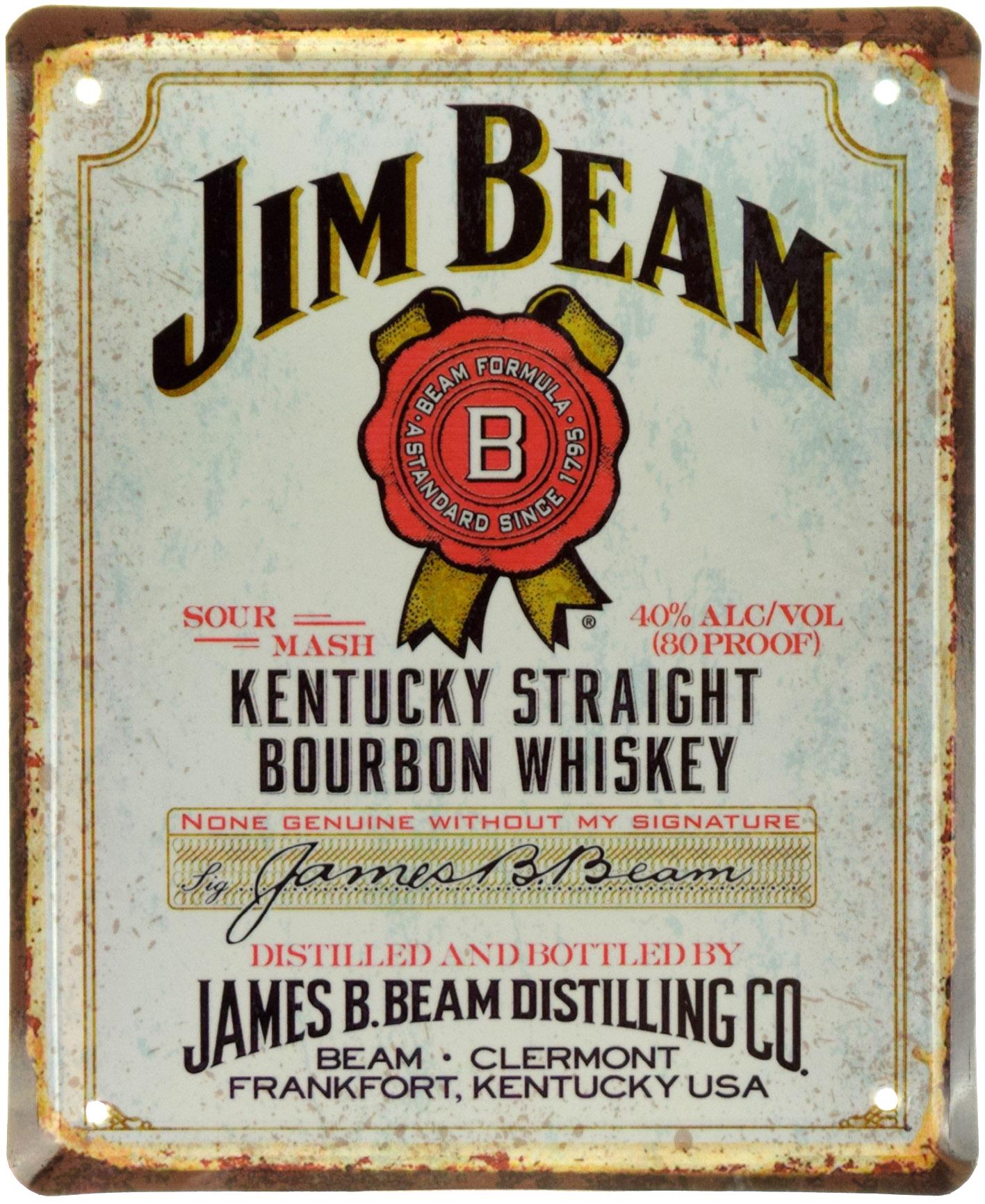 Табличка металева Віскі Jim Beam White Bourbon 18x22 см