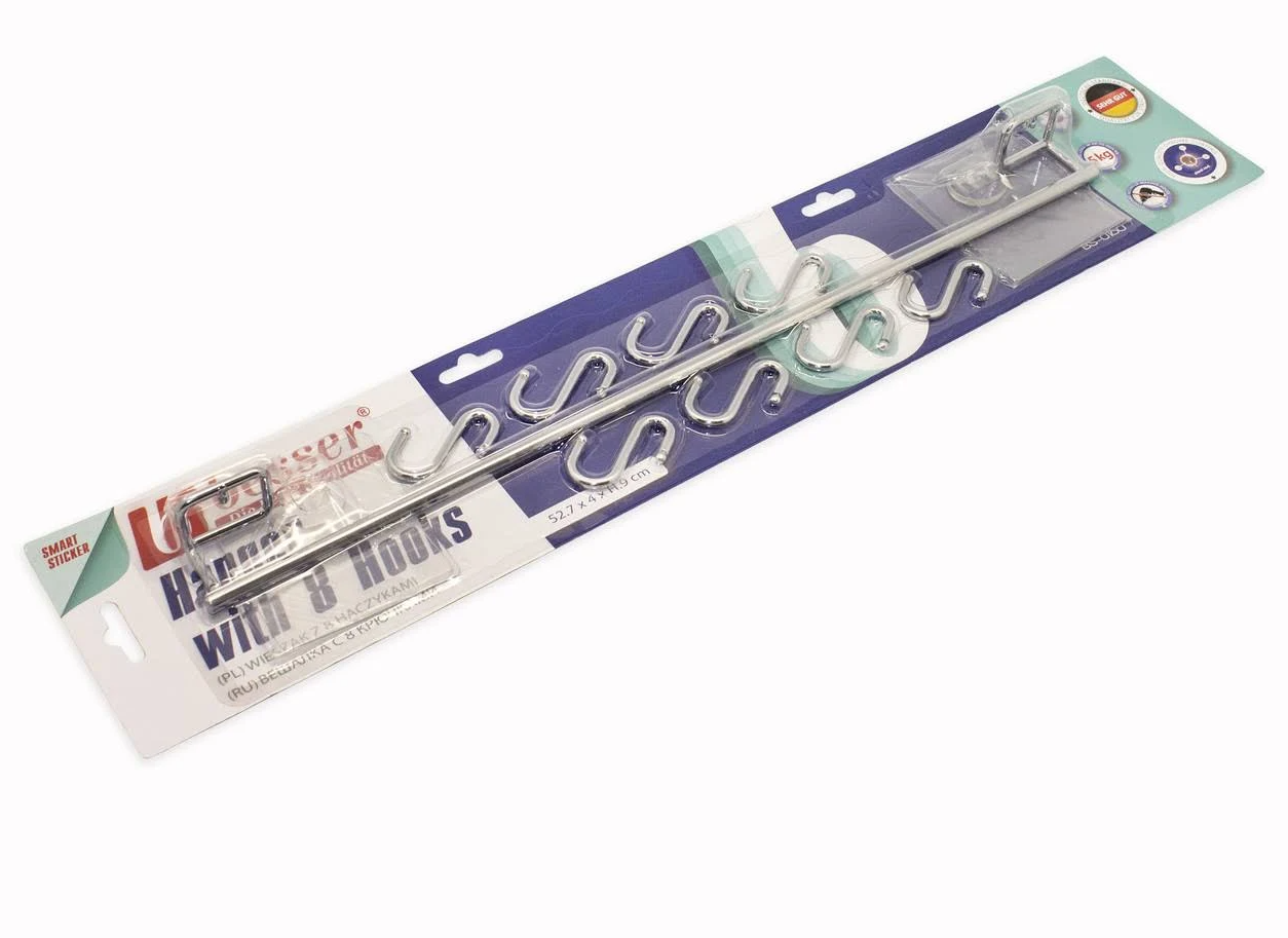 Планка рейлінгова хромована Besser з кріпленням Smart Sticker 8 гачків (MKM-0160) Планка рейлінгова хромована Besser з кріпленням Smart Sticker 8 гачків (MKM-0160)