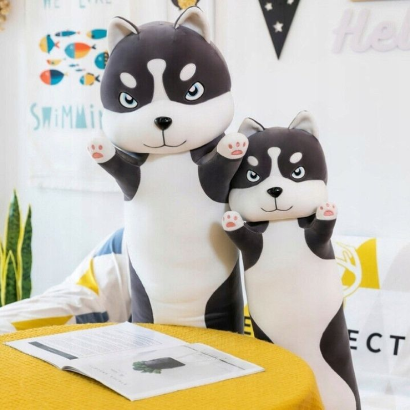 М'яка іграшка-подушка плюшева Хаскі 71 см Темно-сірий (2529632872) - фото 5