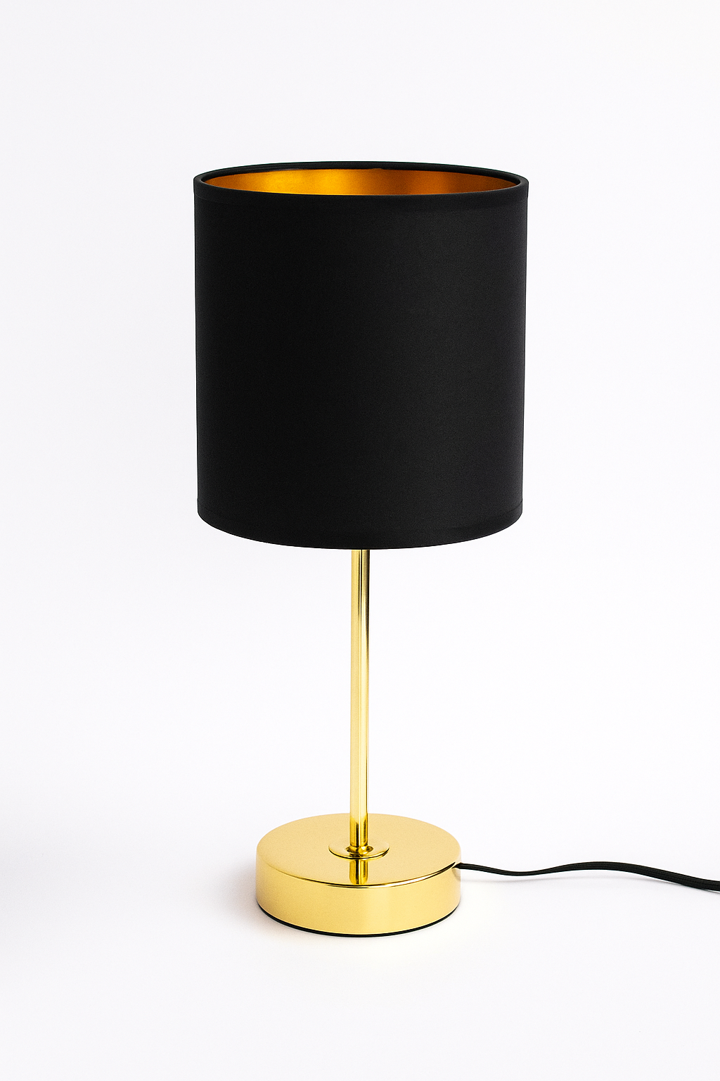 Настольная лампа-ночник Pepco с текстильным абажуром и металлическим корпусом Черный/Золотой (18299686)