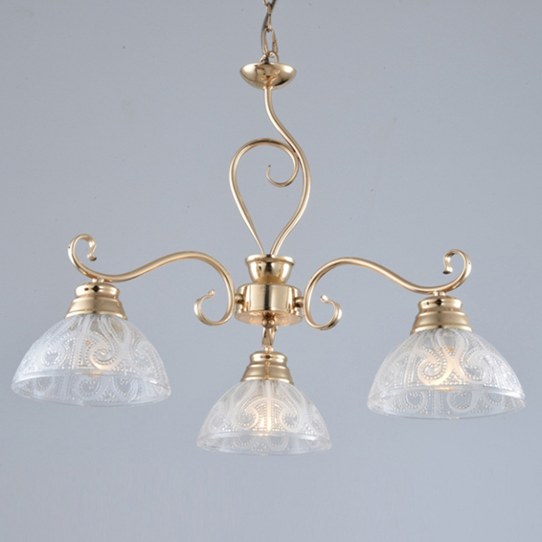 Люстра классическая Flora с 3 прозрачными плафонами Золотой  (VS012/3)