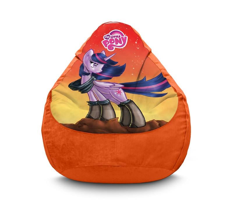 Крісло мішок My Little Pony Twilight Sparkle orange Флок XL 80х110 см Помаранчевий