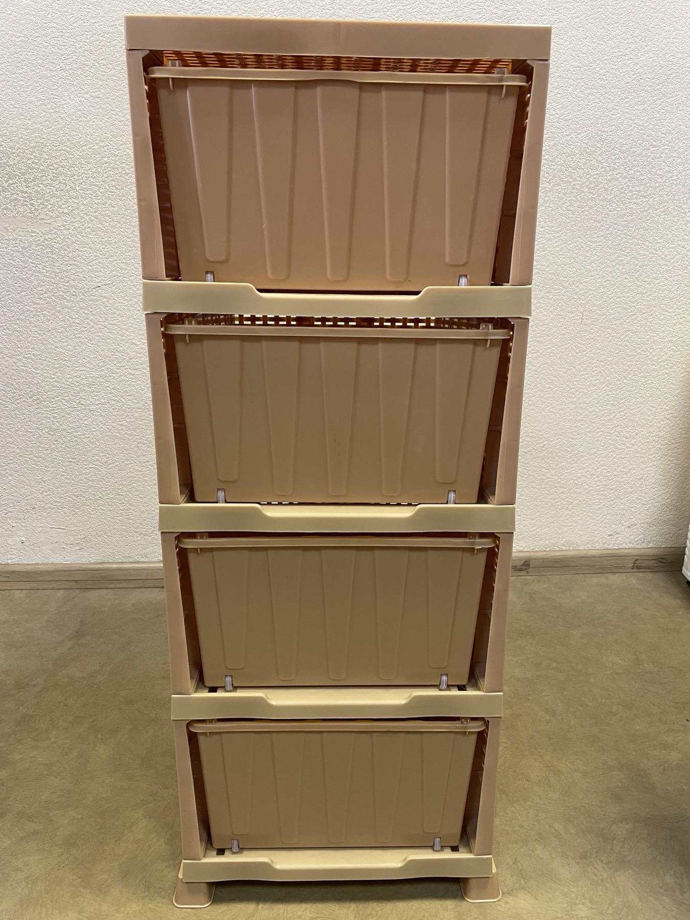 Комод пластиковый Rotange 4 ящика 91х37,5х46 см Бежевый (29439256) - фото 8