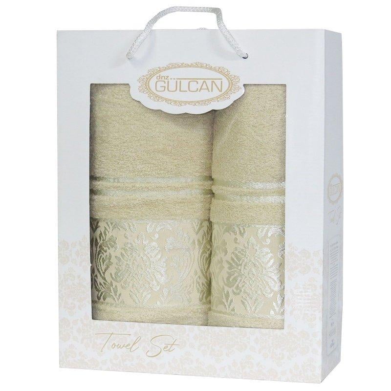 Набор полотенец Gulcan Cotton Frower Ornament 480 г/м2 2 шт. Песочный (21608)