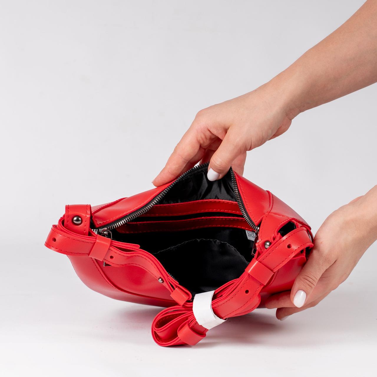 Сумка женская хобо KVITUCHA №54-24 с длинным ремешком Красный - фото 2