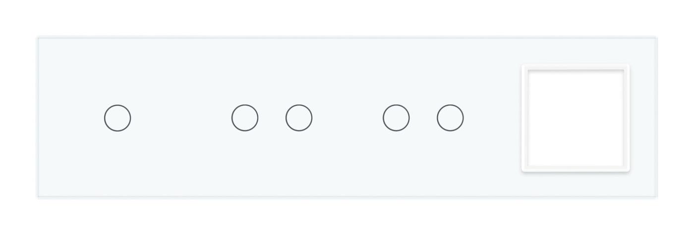 Сенсорная панель выключателя Livolo 5 сенсоров и розетку стеклянная Белый (VL-P701/02/02/E-8W) - фото 2