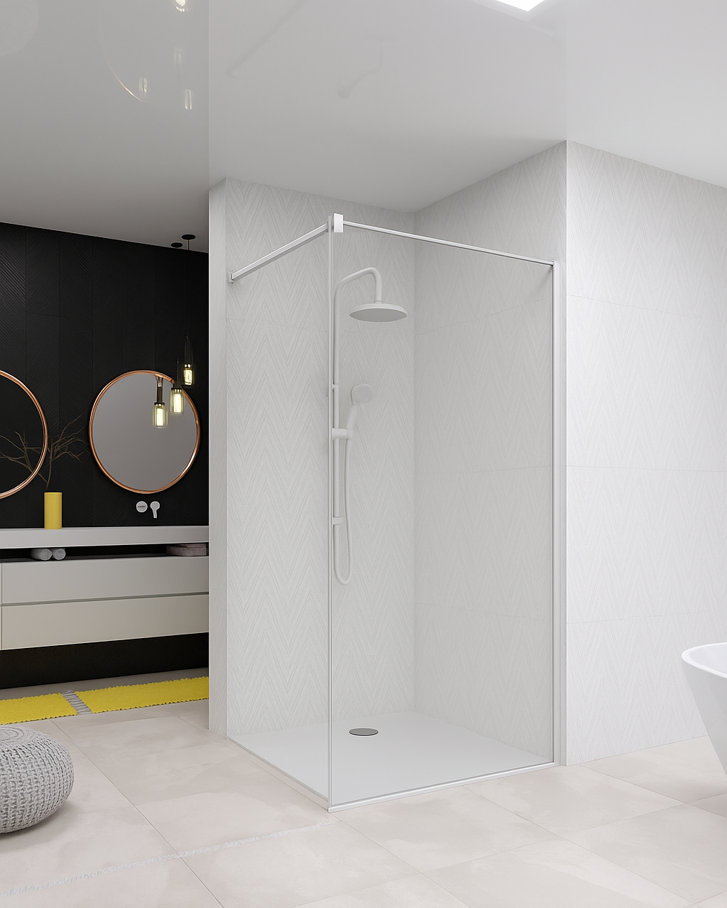 Душевая перегородка Glass Construct Standart white стеклянная 750x2000 мм Белый (30152484)