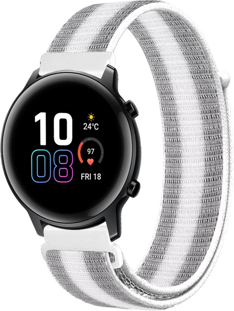 Ремешок нейлоновый Sport Loop для Honor Magic Watch 2 42 мм Silver/White (15778-58)