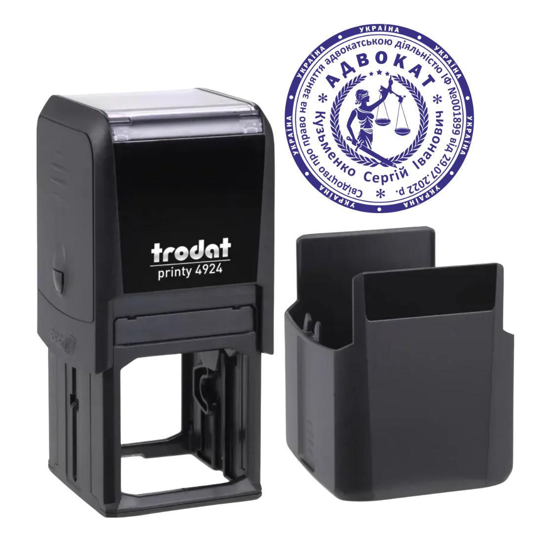 Печать Адвоката на автоматическом оснащении Trodat 4924 d 40 мм с колпачком Черный (А3/4924/B)