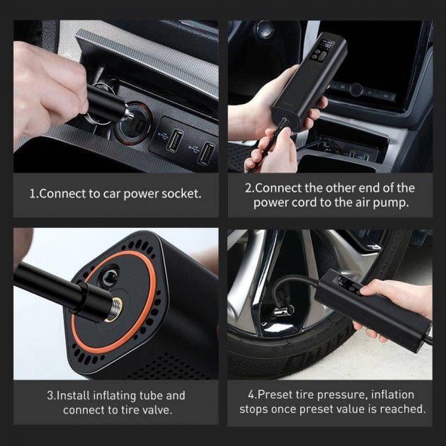 Насос автомобильный Baseus Super Mini Inflator Pump (CRCQ000001) - фото 7