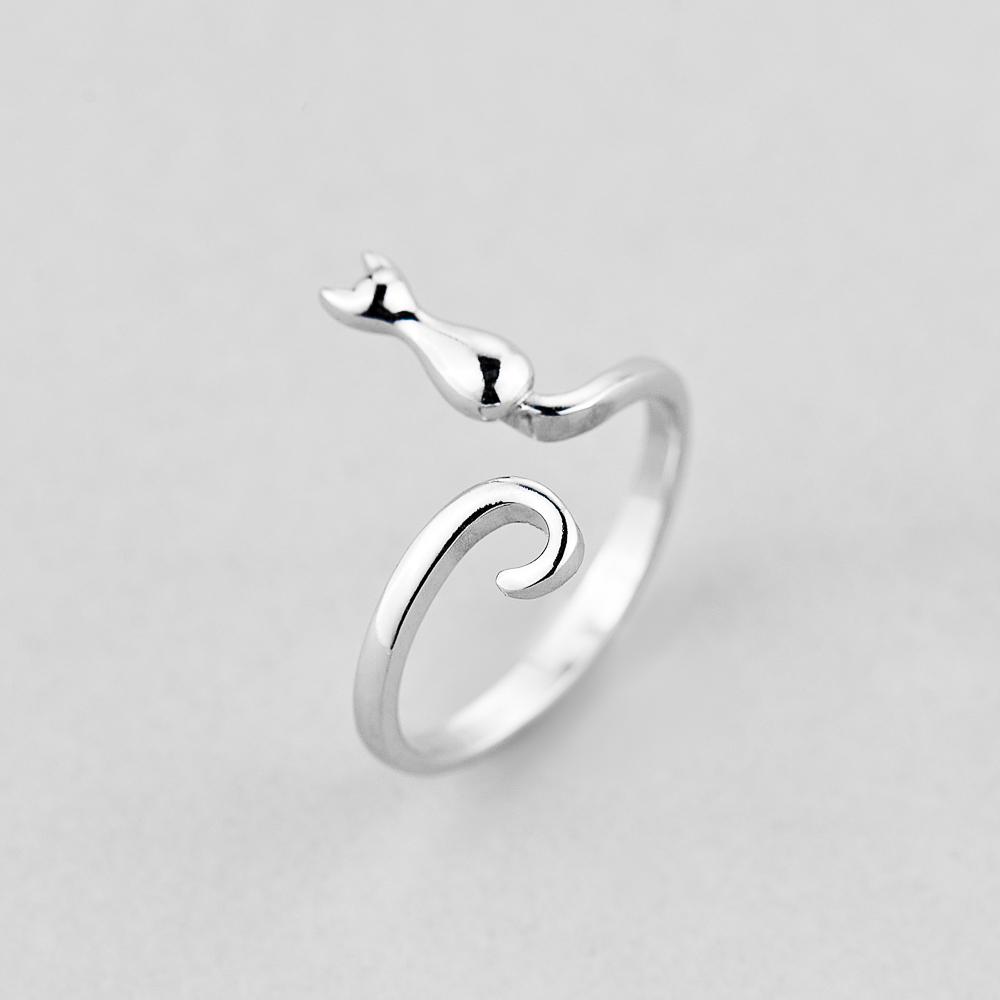 Серебряное кольцо Minimal Кошка (3109)