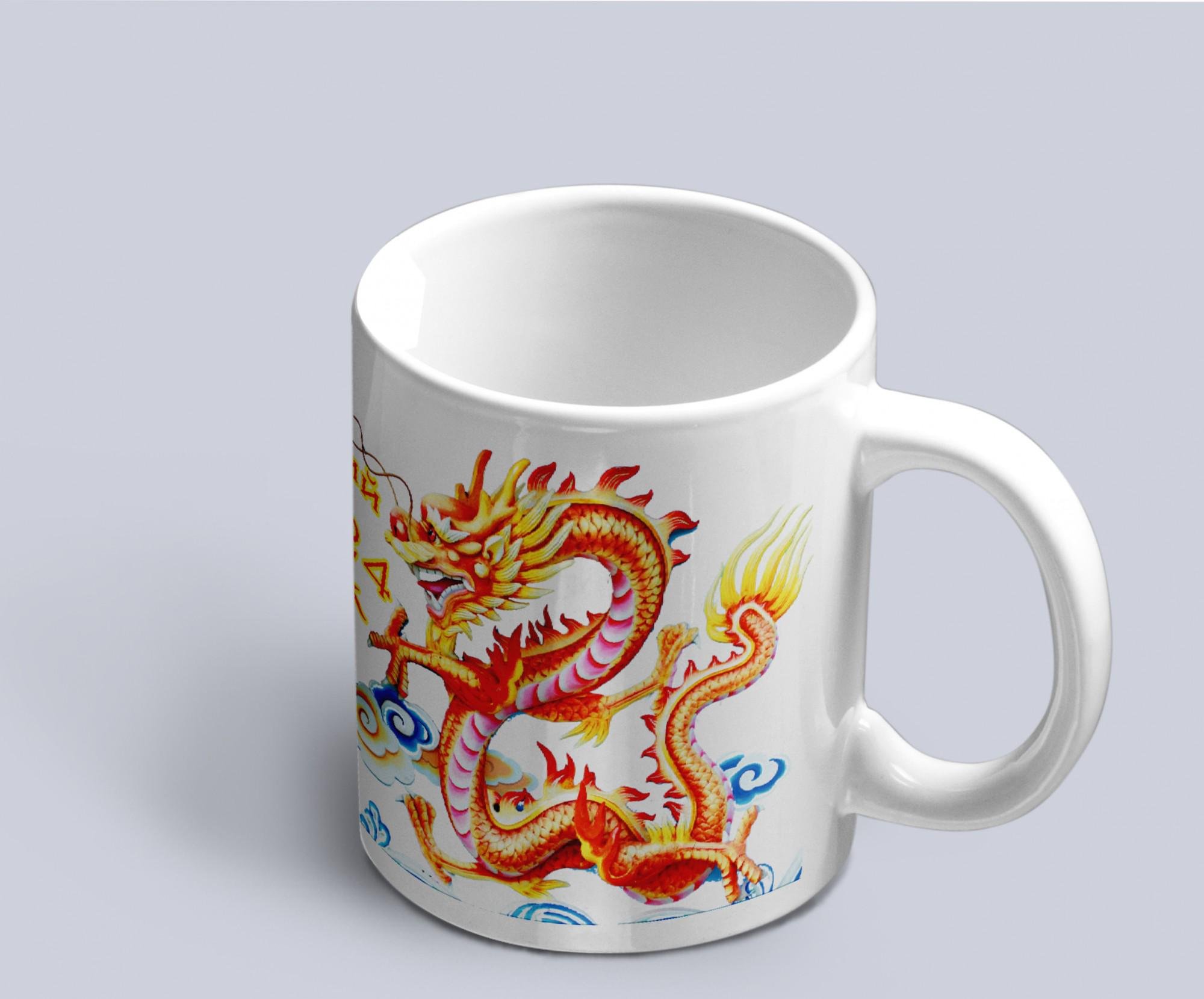 Чашка с принтом китайского дракона символа года "Новий 2024 Рік" Белый (02010115058)