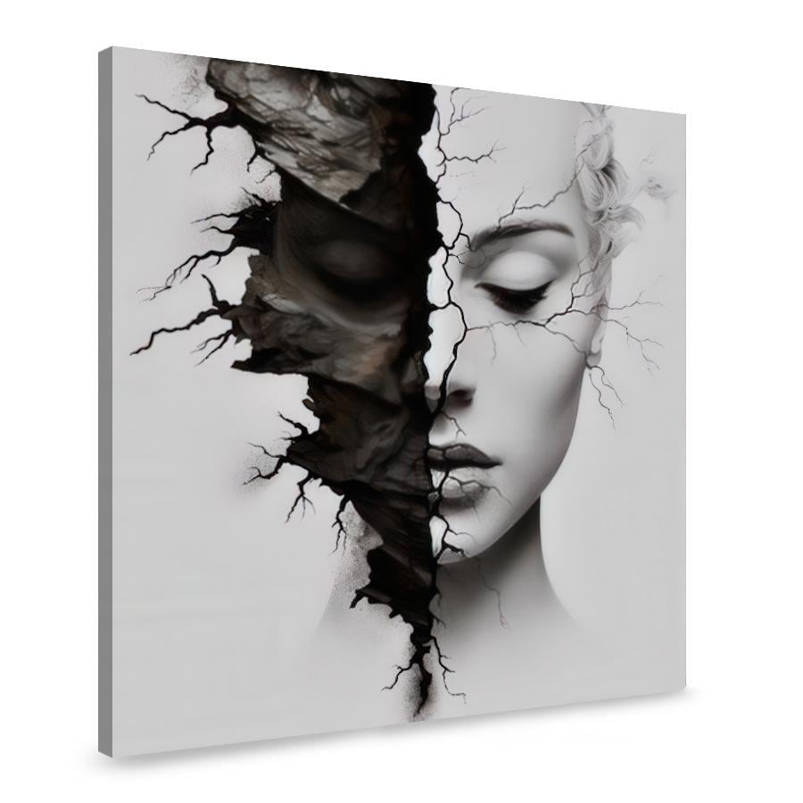 Картина на холсте Женщина с закрытыми рукой глазами на тёмном фоне 80x80 см (4VP_L)