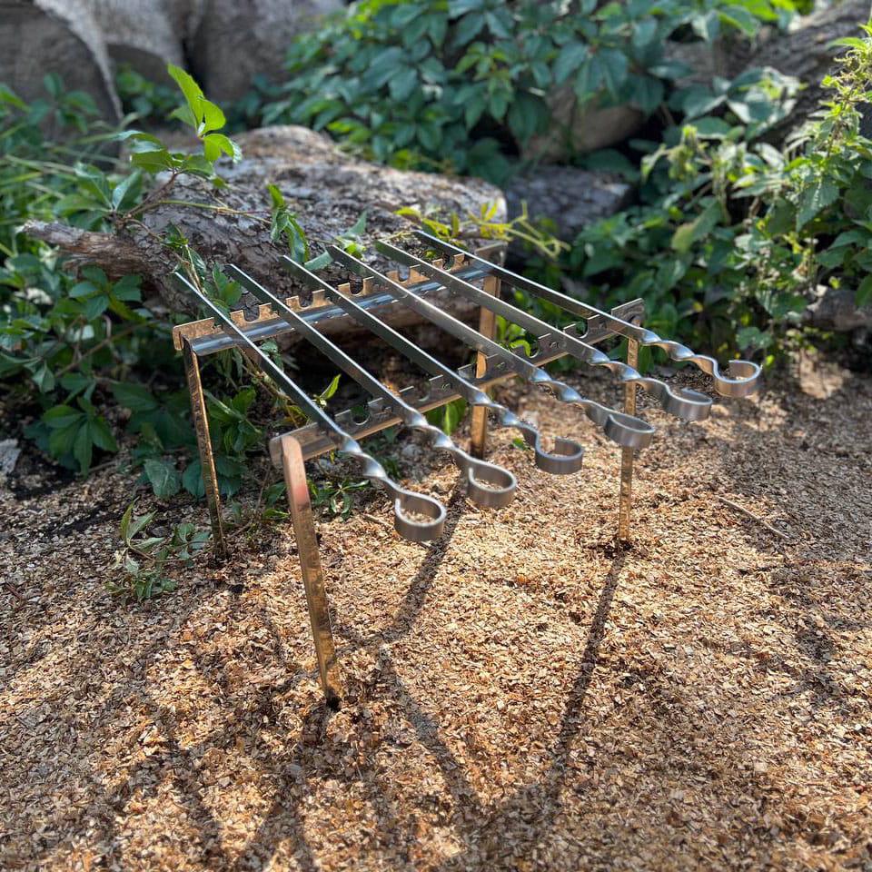 Мангал-рамка для кемпинга на 6 шампуров нержавеющая сталь