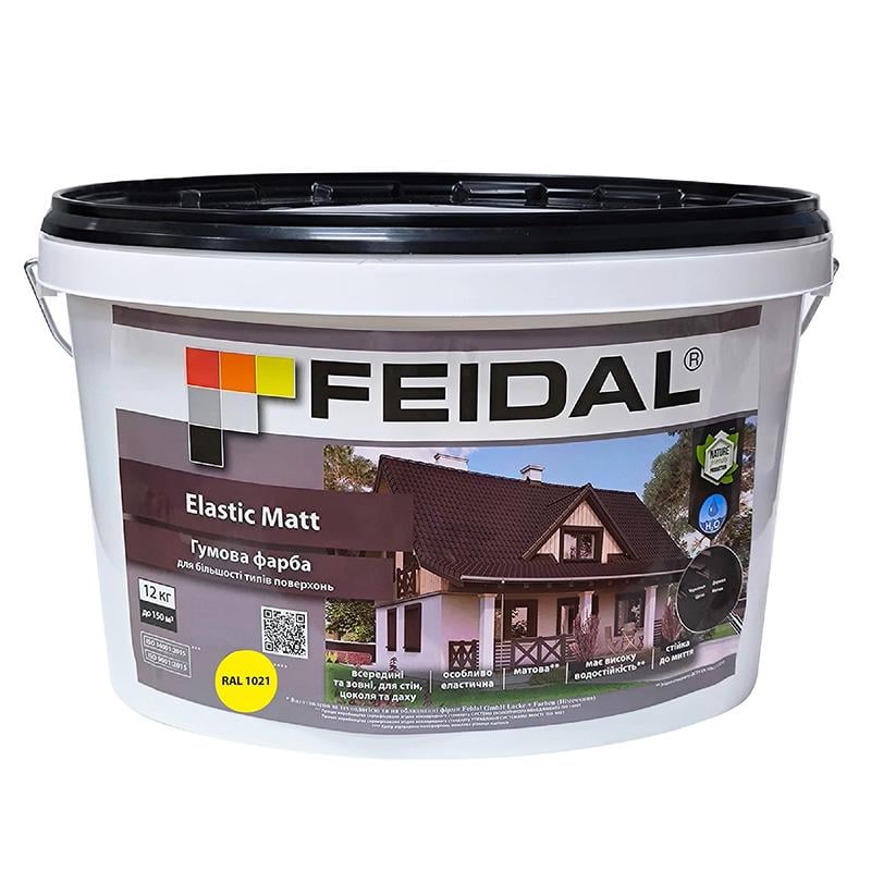 Краска матовая Feidal Elastic Matt стойкое и эластичное покрытие для интерьера 12 кг RAL 1021 Желтый Краска матовая Feidal Elastic Matt стойкое и эластичное покрытие для интерьера 12 кг RAL 1021 Желтый