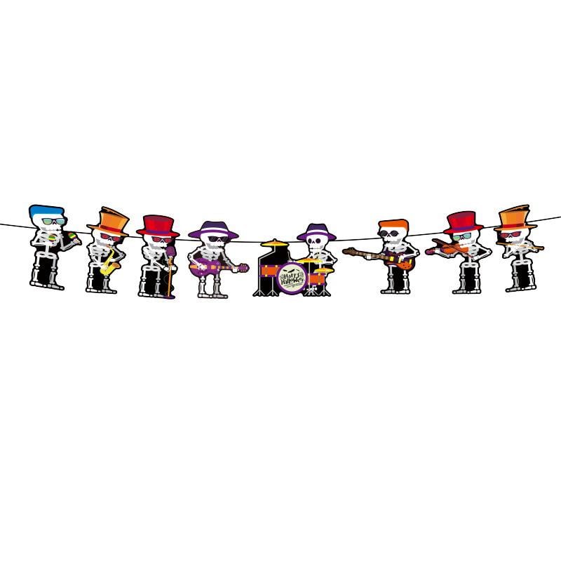 Гирлянда на Хэллоуин Скелеты музыканты 3 м Разноцветный (340200)