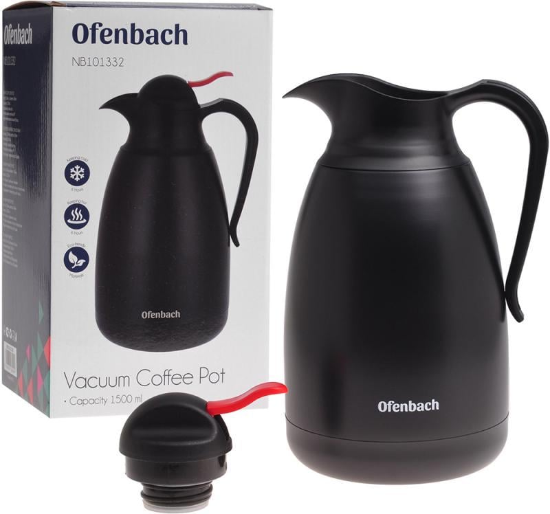 Термос Ofenbach з вакуумною сталевою колбою 1500 мл Чорний - фото 5