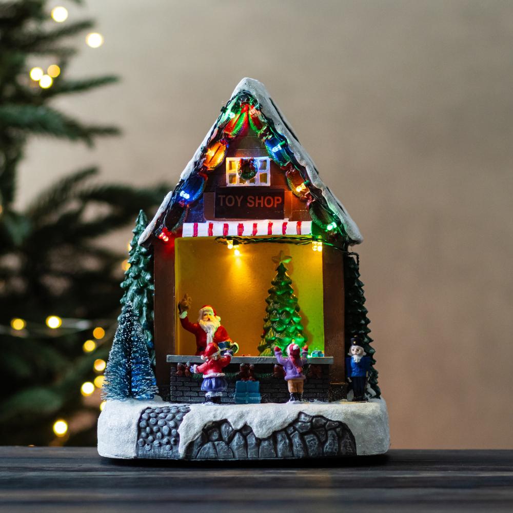 Новогодняя карусель с подсветкой и музыкой Санта на ярмарке 19х25,5 см (6026-005)