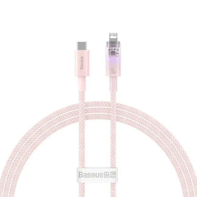 Кабель BASEUS Explorer Series Fast Charging Smart Temperature Control Cable Type-C to Lightning CATS010204 20W 1 м Pink