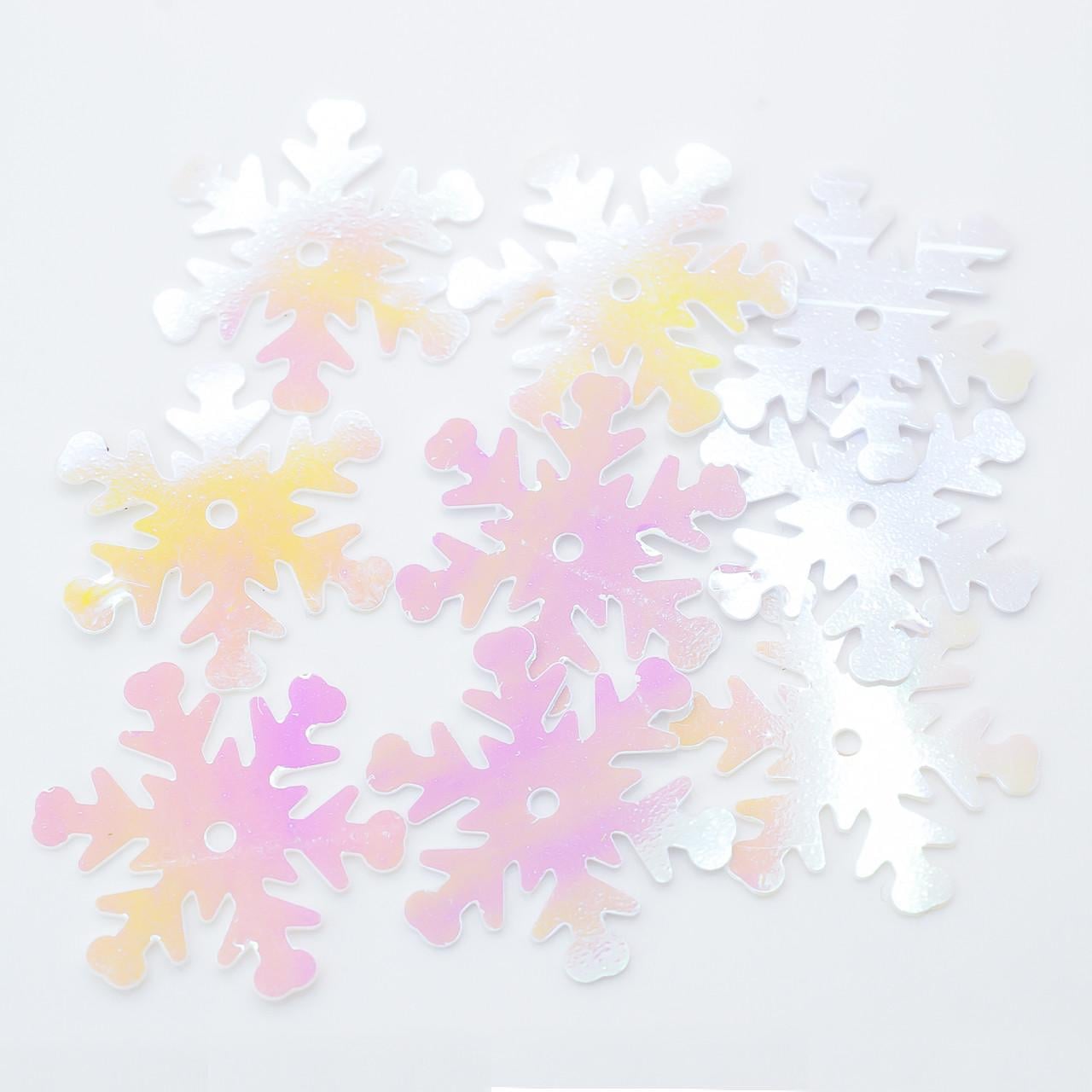 Пайетки Снежинки 20 мм 25 г Белый хамелеон (ПА2520с51) Пайетки Снежинки 20 мм 25 г Белый хамелеон (ПА2520с51)