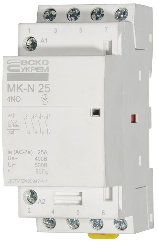 Контактор модульный АСКО MK-N 4P 25A 4NO (A0040030027) - фото 2 Контактор модульный АСКО MK-N 4P 25A 4NO (A0040030027) - фото 2