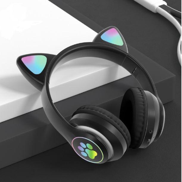 Бездротові навушники з котячими вушками і RGB підсвіткою Cat VZV-23M Black