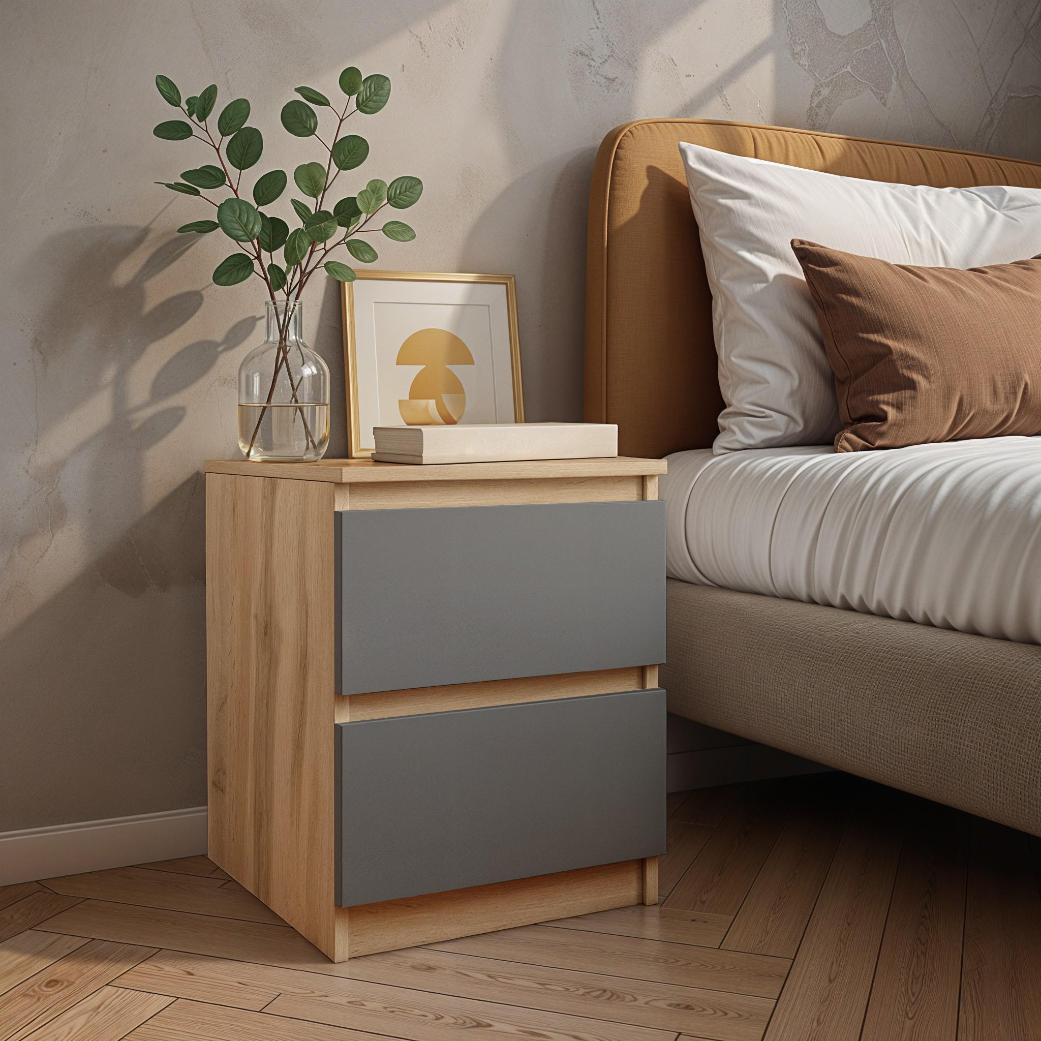 Тумба прикроватная FT-225 400x400x530 мм Дуб Аппалачи/Антрацит (26844433) - фото 1 Тумба прикроватная FT-225 400x400x530 мм Дуб Аппалачи/Антрацит (26844433) - фото 1