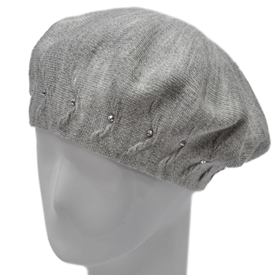 Берет женский Lirus Мятный двойной не большой тонкой вязки со стразами L/57-58 Серый