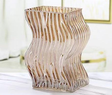 Ваза для квітів 14189 10,5х12,5х20 см Бурштиновий (4704993)