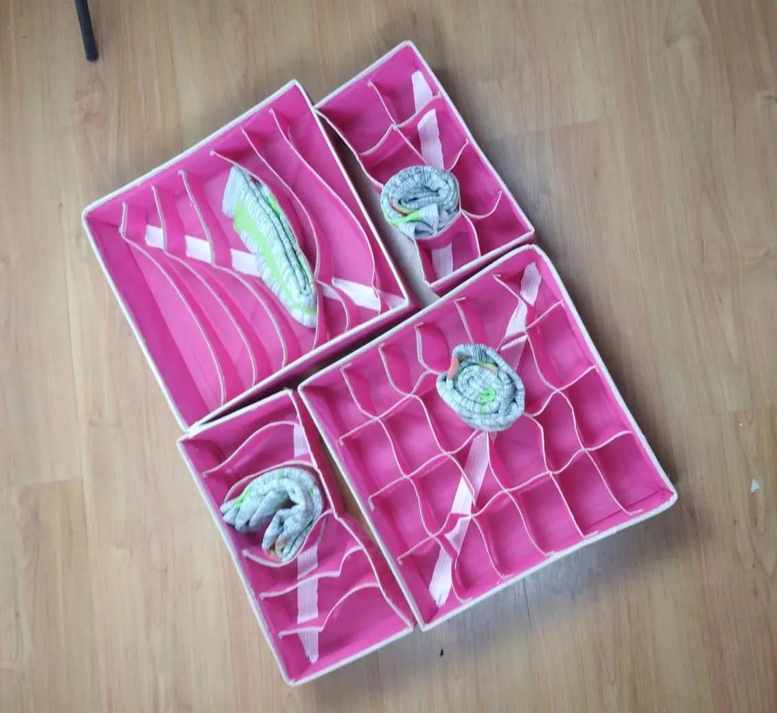 Набір органайзерів для спідньої білизни 4 шт. Рожевий (ОДШ-102-26) - фото 8 Набір органайзерів для спідньої білизни 4 шт. Рожевий (ОДШ-102-26) - фото 8