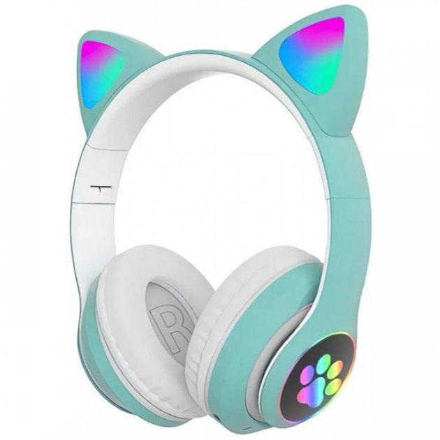 Навушники з котячими вушками VZV23M Cat Ear з Bluetooth гарнітурою та LED підсвічуванням Бірюзовий (VZV23M 354654) - фото 1