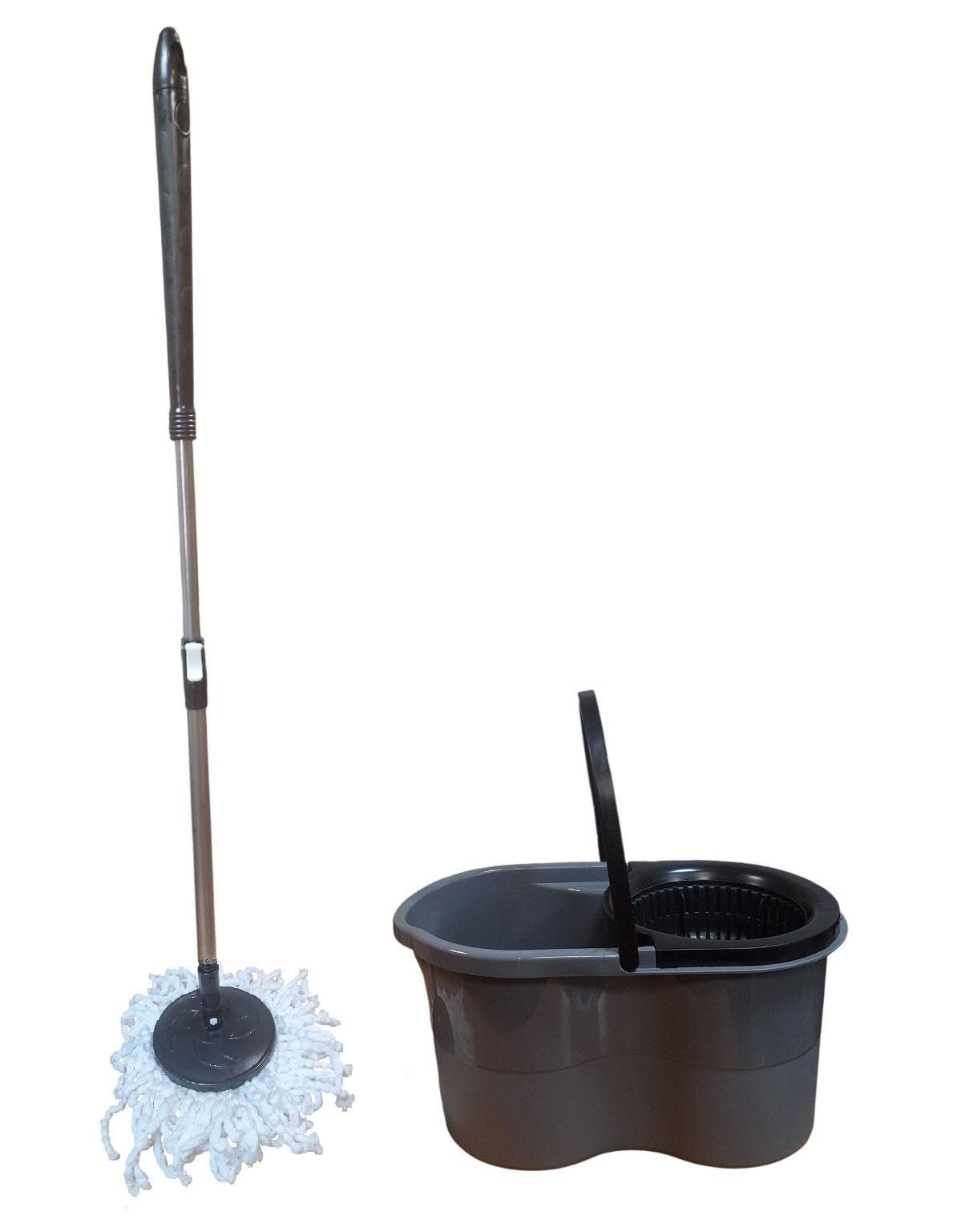 Набор для уборки Zambak Plastik Magic Mop 12 л ведро и швабра с отжимом Серый (ZP84190)