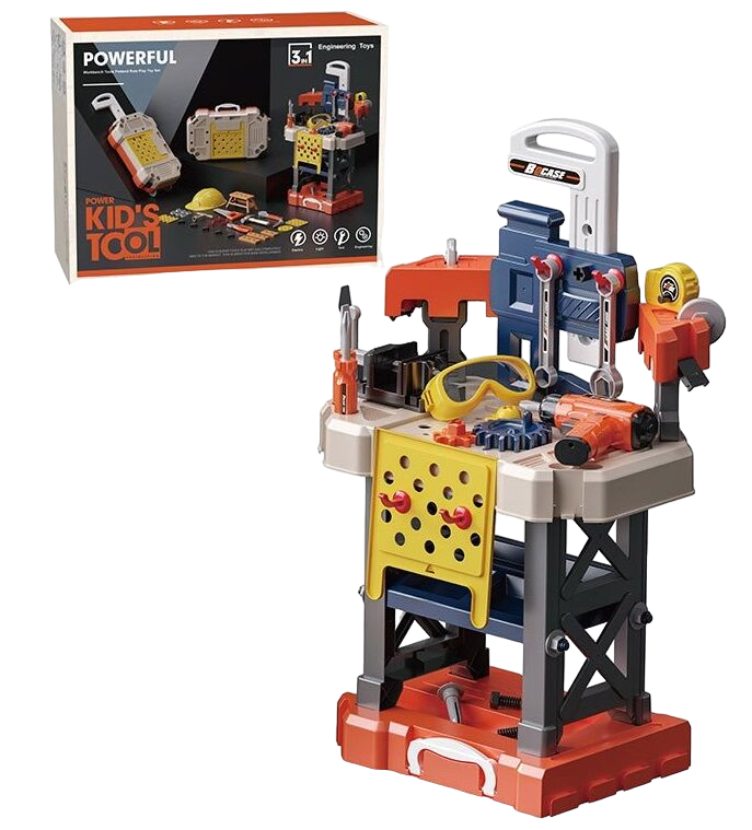 Набор инструментов детский Power Kid Tool шуруповерт на батарейках 78 элементов Разноцветный (138949) - фото 2