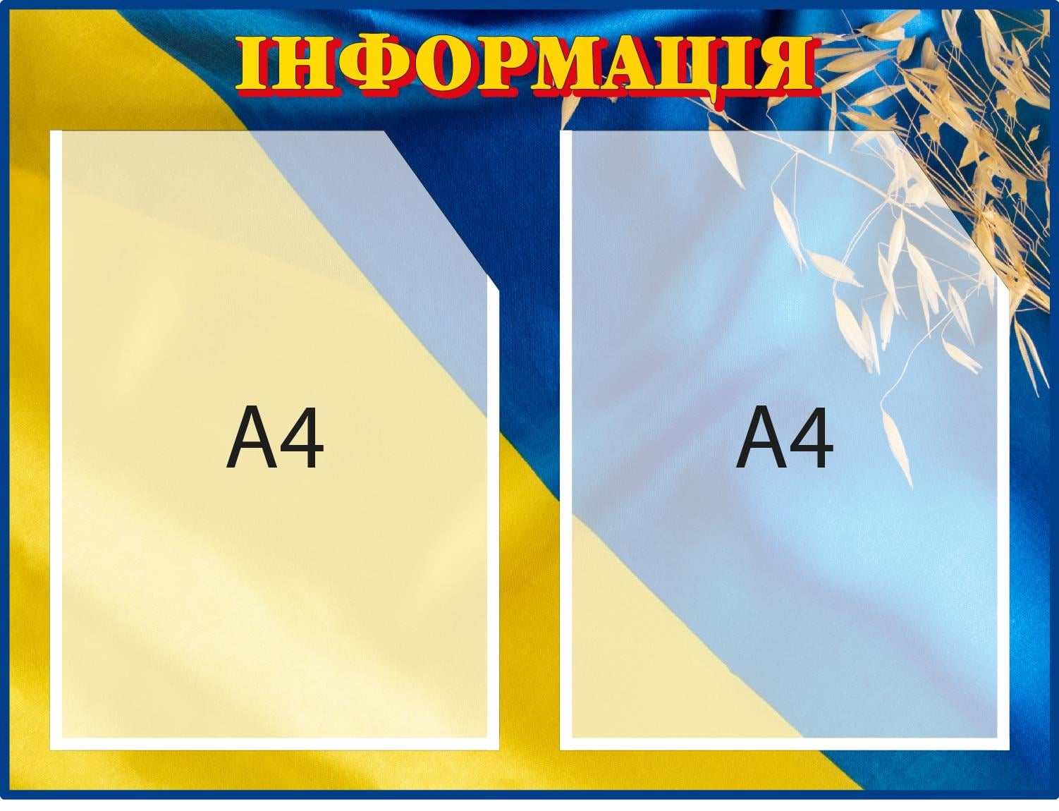 Стенд для розміщення інформації 2 кишені А4 Синій/Жовтий (Д-094011) Стенд для розміщення інформації 2 кишені А4 Синій/Жовтий (Д-094011)