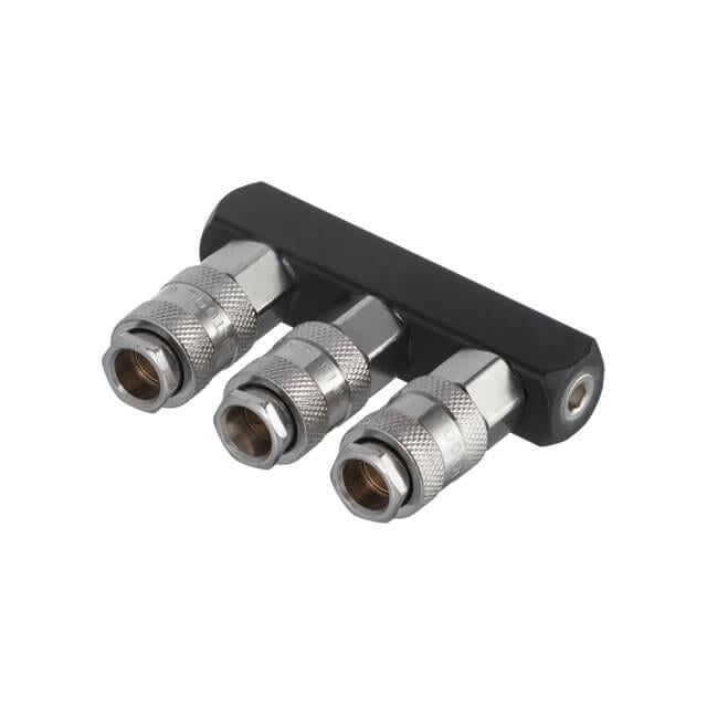 Розгалужувач повітря 1/4" Intertool на 3 виходи прямий зі швидкороз'ємними з'єднаннями 10 бар (PT-1855)
