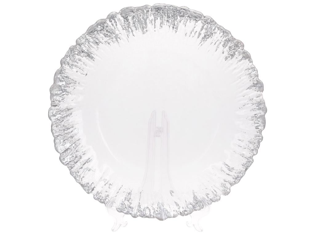 Тарелка сервировочная с каймой 33 см Прозрачный с серебряным (BDI-587-047)