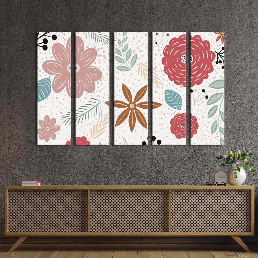 Картина на холсте Цветочный орнамент на белом полотне 155x95 см (901-51)