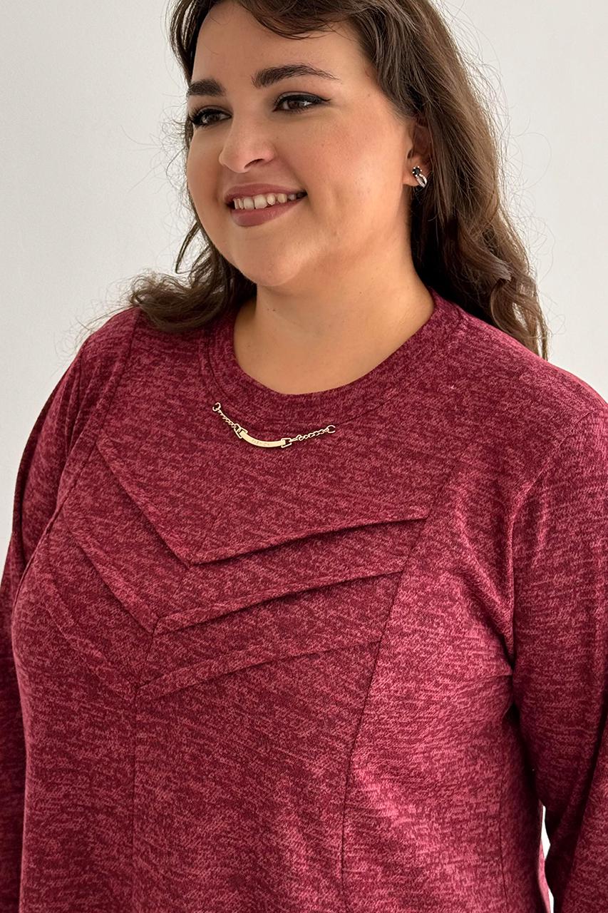 Туніка жіноча батал PANNI Божена м'який трикотаж р. 56-58 Бордовий (Р2508252252) - фото 5 Туніка жіноча батал PANNI Божена м'який трикотаж р. 56-58 Бордовий (Р2508252252) - фото 5