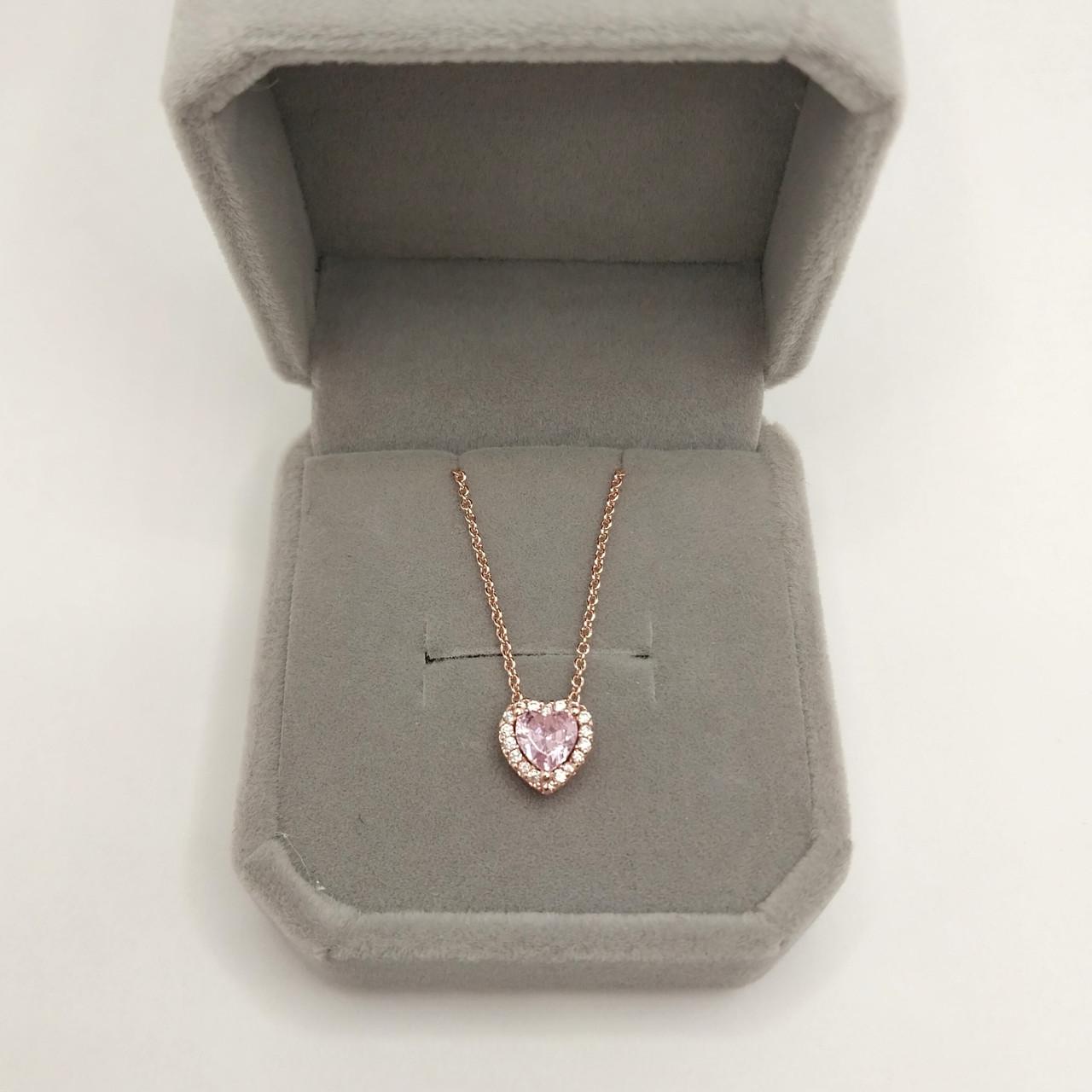 Кулон на цепочке Xuping Jewelry розовый топаз с цирконом с позолотой в бархатной коробочке (85794633)