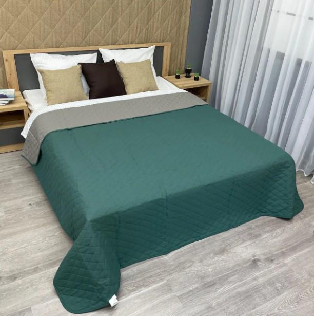 Покривало на ліжко двостороннє Decorator Ultra Sonic Microfiber 180х215 см Зелений/Сірий (85-012) - фото 1