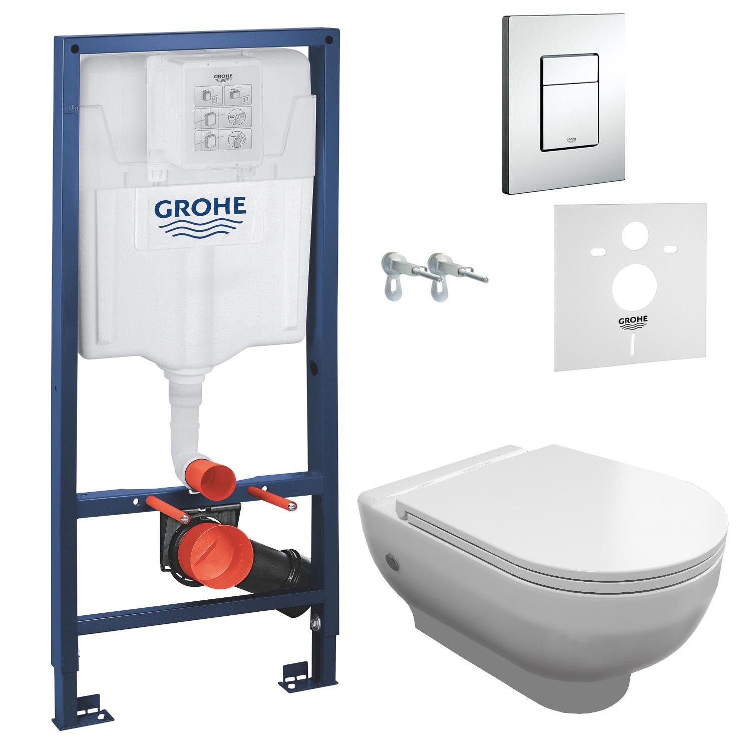 Комплект инсталляции Grohe Rapid SL 13-23-455+38772001+37131000 с унитазом кнопка Хром (76481)
